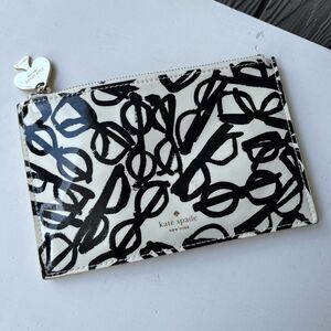 Kate Spade Eyeglass Print Zip Pouch Clutch Patent Leather Look 8.5"x5.25"